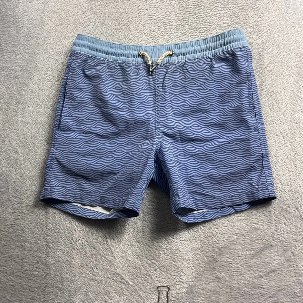 Fair Harbor Mens Blue Wave Print Swim Trunks Recycled Board Shorts Size M